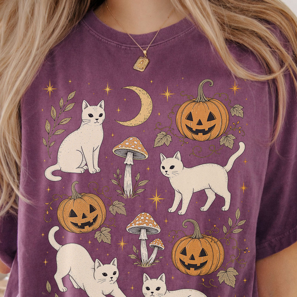 White Cat Pumpkin Patch T-Shirt