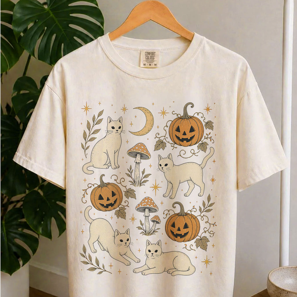 White Cat Pumpkin Patch T-Shirt