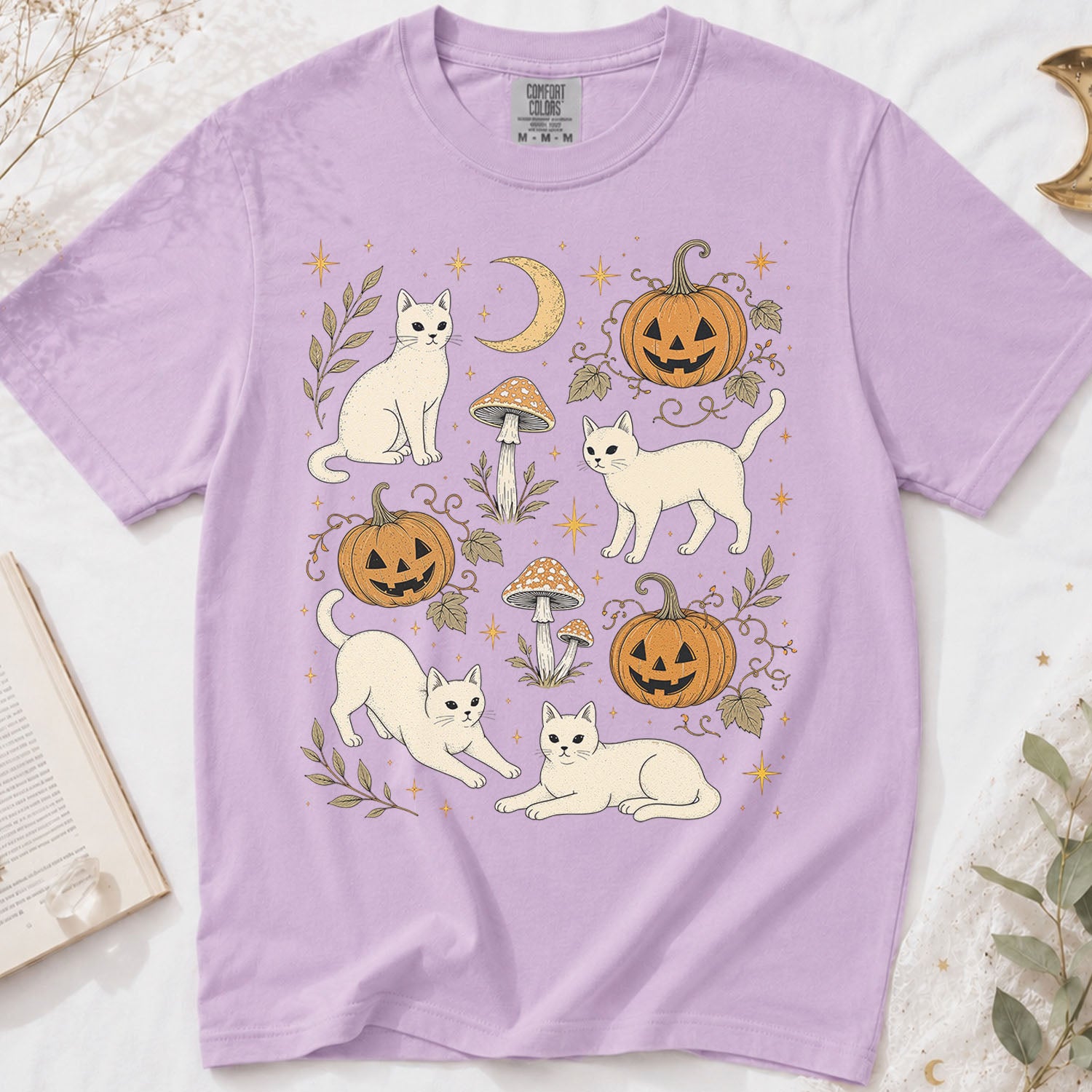 White Cat Pumpkin Patch T-Shirt