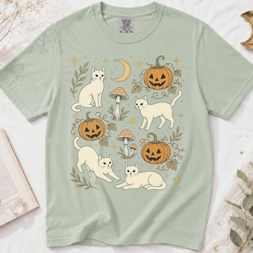 White Cat Pumpkin Patch T-Shirt