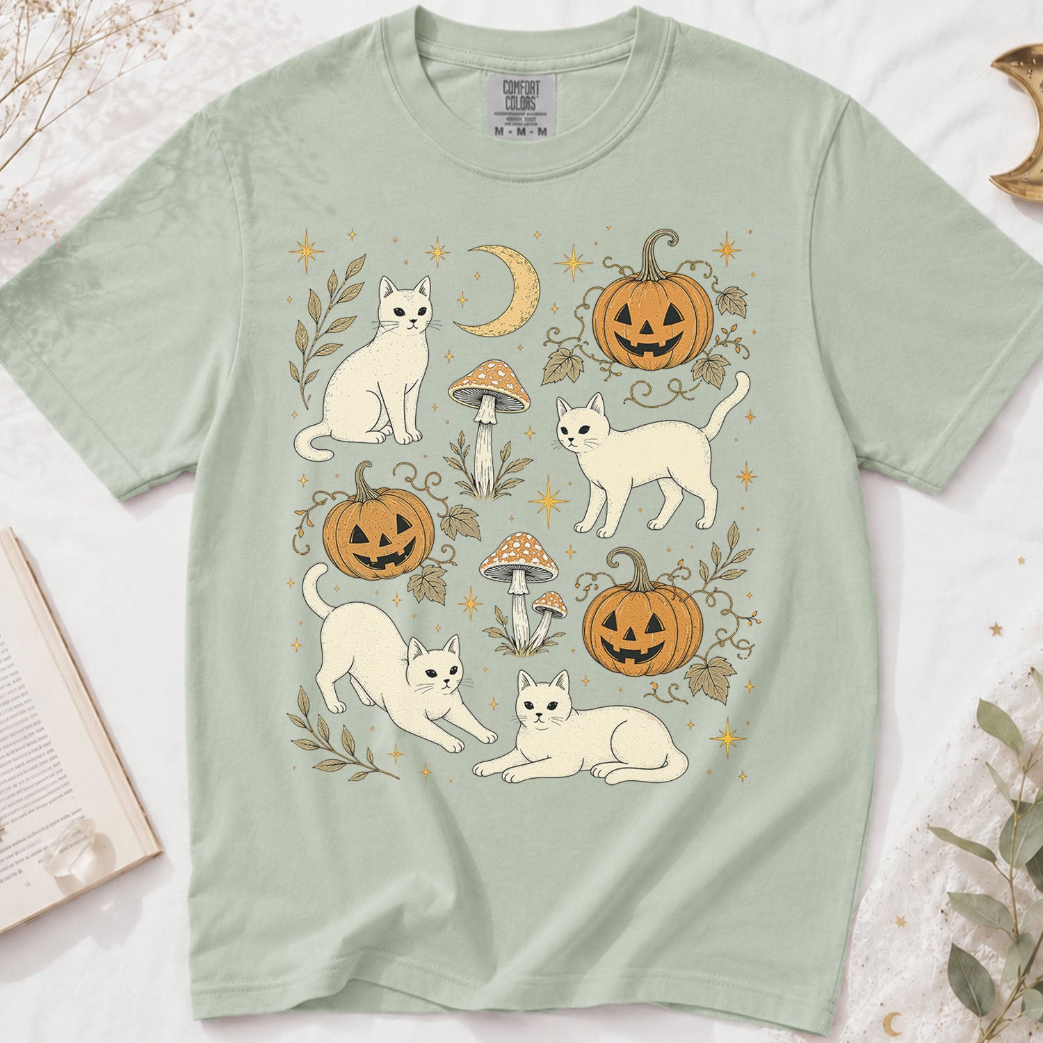 White Cat Pumpkin Patch T-Shirt