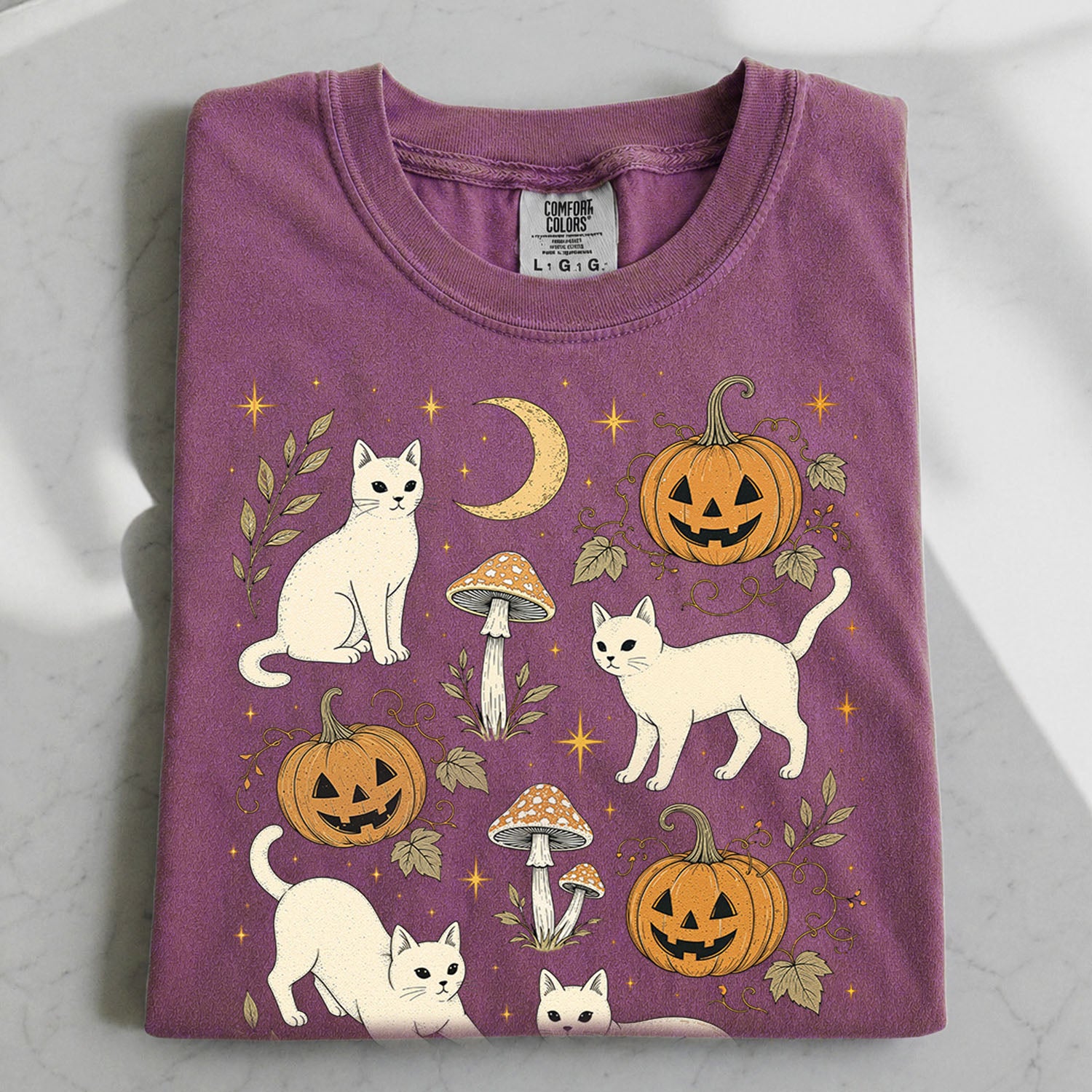 White Cat Pumpkin Patch T-Shirt