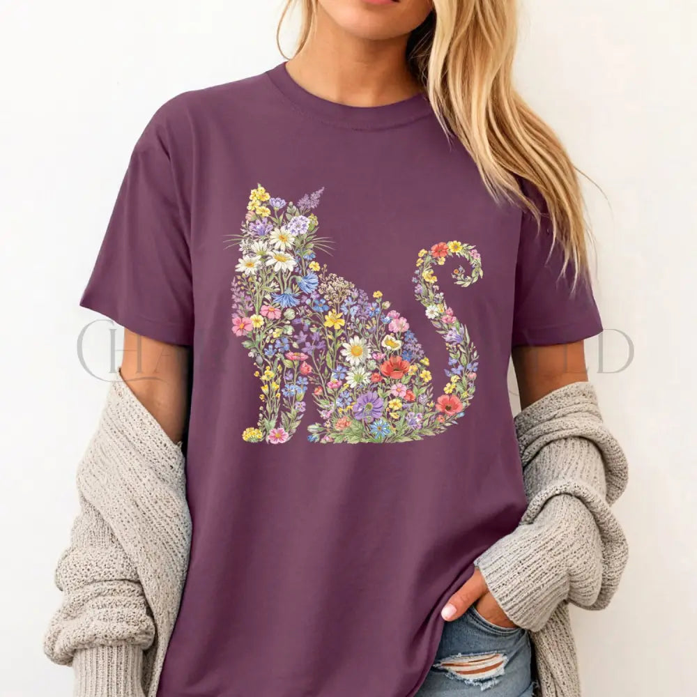 Wildflower Cat T-Shirt - T-Shirt