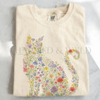Wildflower Cat T-Shirt - Ivory / S - T-Shirt