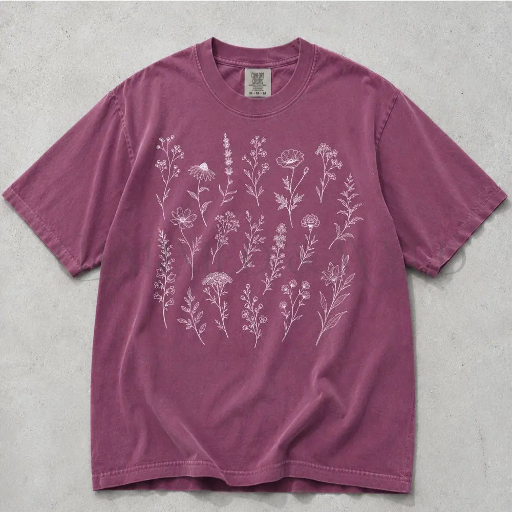 Wildflower Comfort Colors T-Shirt - Berry / S - T-Shirt