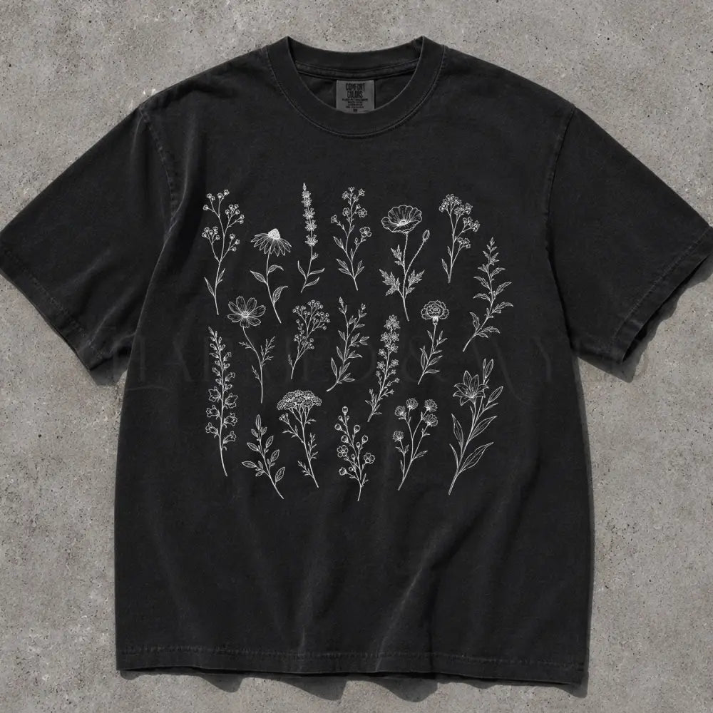 Wildflower Comfort Colors T-Shirt - Black / S - T-Shirt