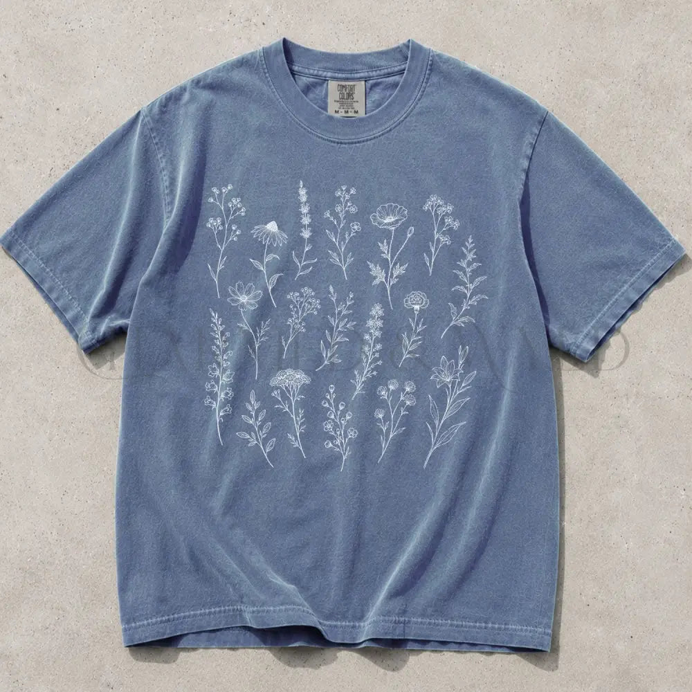 Wildflower Comfort Colors T-Shirt - Blue Jean / S - T-Shirt