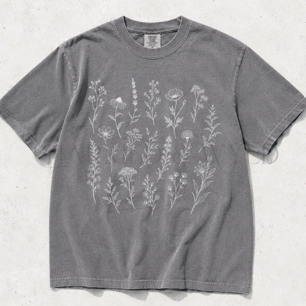 Wildflower Comfort Colors T-Shirt - Grey / S - T-Shirt