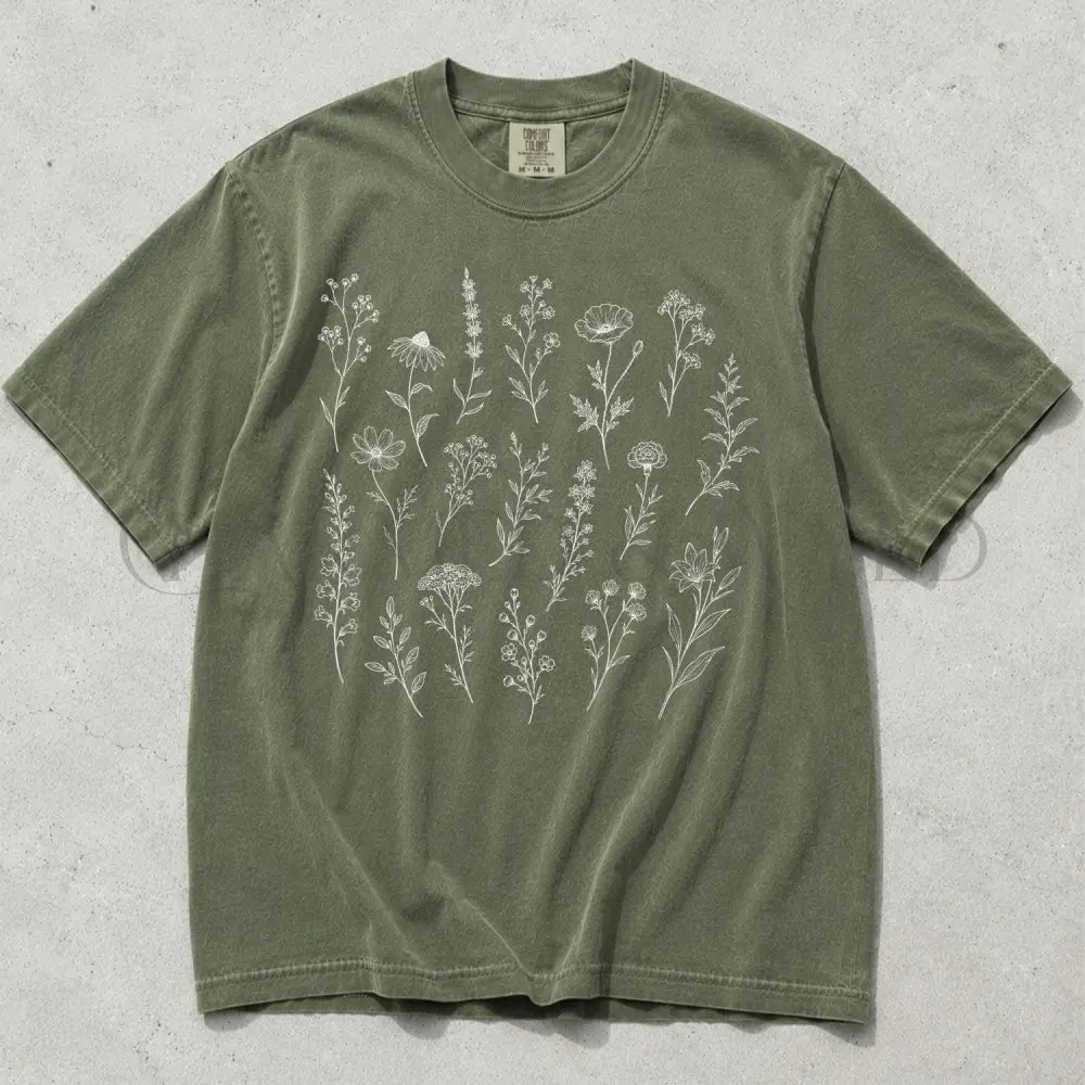 Wildflower Comfort Colors T-Shirt - Moss / S - T-Shirt