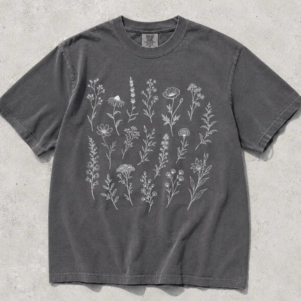 Wildflower Comfort Colors T-Shirt - Pepper / S - T-Shirt
