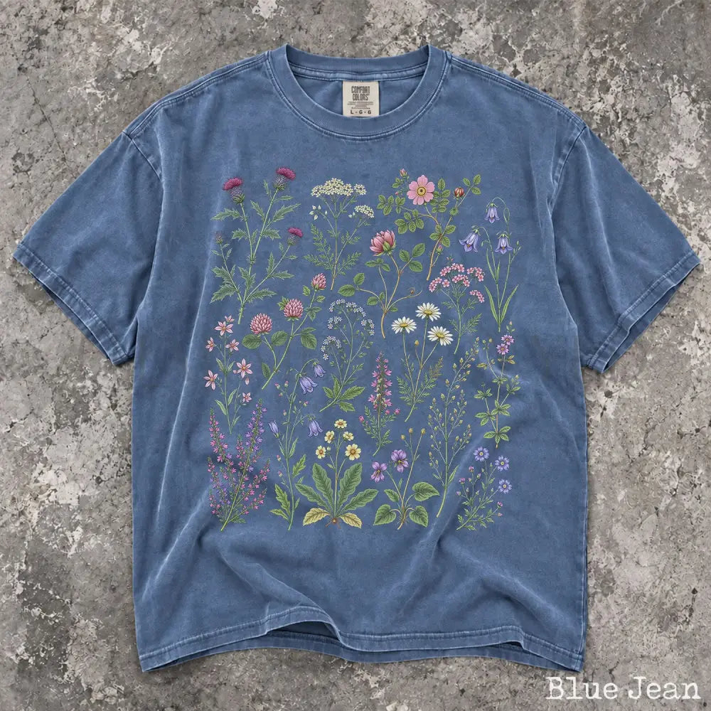 Wildflower Garden Comfort Colors Shirt - Blue Jean / S - T-Shirt