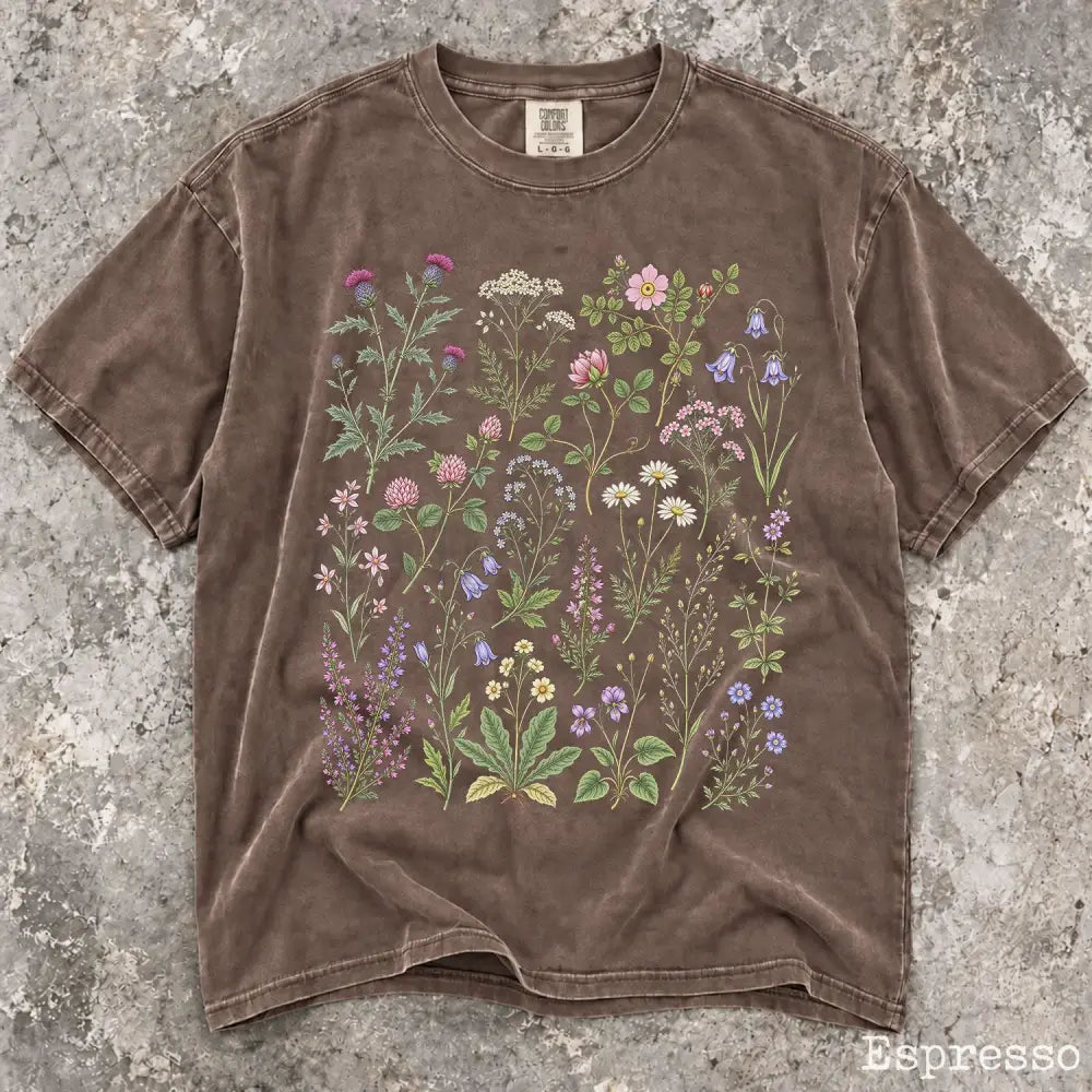 Wildflower Garden Comfort Colors Shirt - Espresso / S - T-Shirt