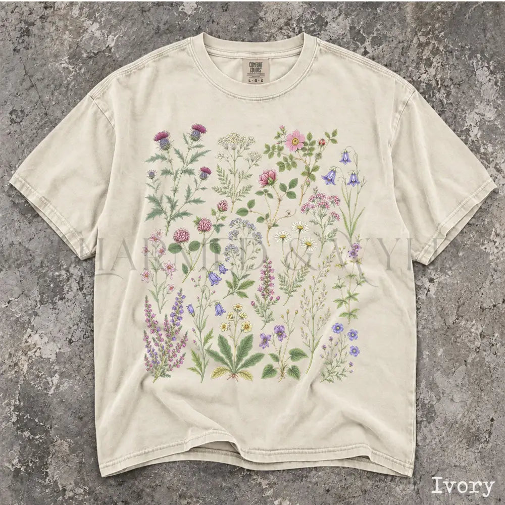 Wildflower Garden Comfort Colors Shirt - Ivory / S - T-Shirt