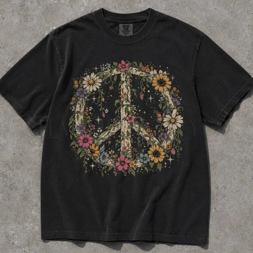 Wildflower Peace Comfort Colors T-Shirt - Black / S - T-Shirt