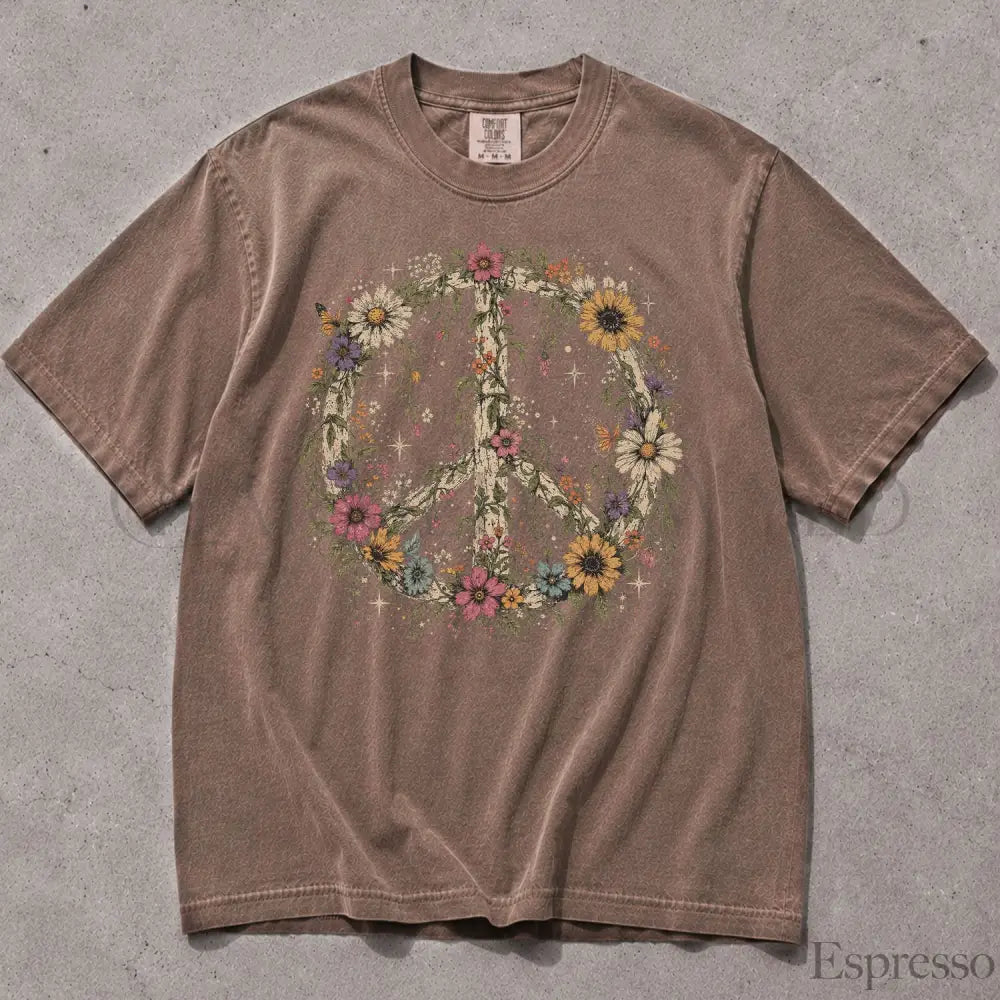 Wildflower Peace Comfort Colors T-Shirt - Espresso / S - T-Shirt
