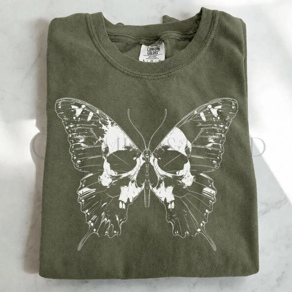 Wings of Mortality Butterfly T-Shirt - Moss / S - T-Shirt