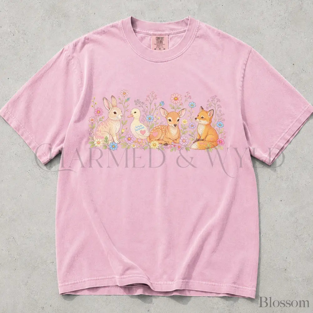 Woodland Animals Comfort Colors T-Shirt - Blossom / S - T-Shirt