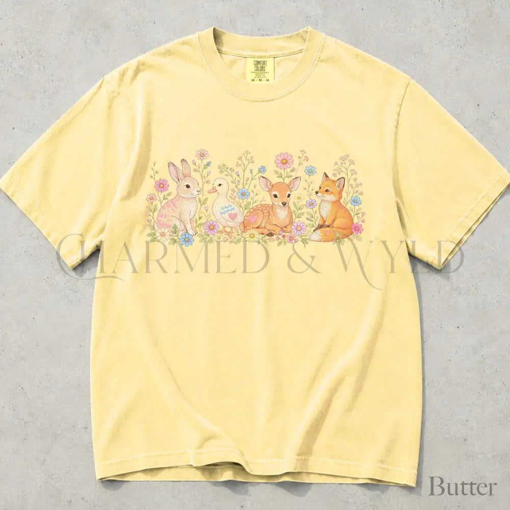 Woodland Animals Comfort Colors T-Shirt - Butter / S - T-Shirt