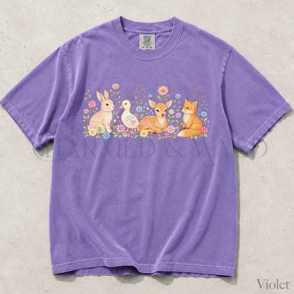 Woodland Animals Comfort Colors T-Shirt - Violet / S - T-Shirt