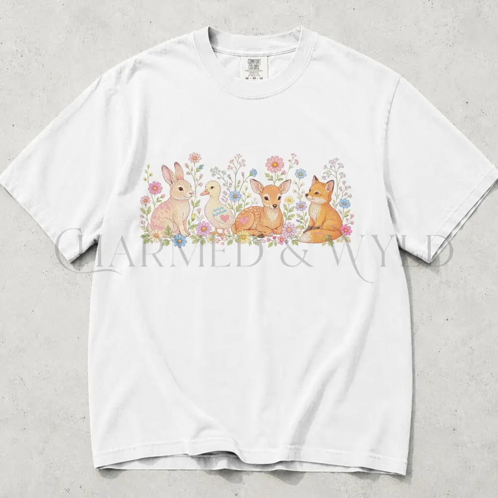 Woodland Animals Comfort Colors T-Shirt - White / L - T-Shirt