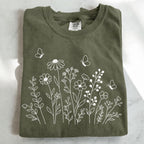 White Wildflower Sketch T-Shirt