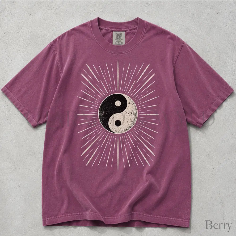 Yin Yang Sunburst Comfort Colors T-Shirt - Berry / S - T-Shirt