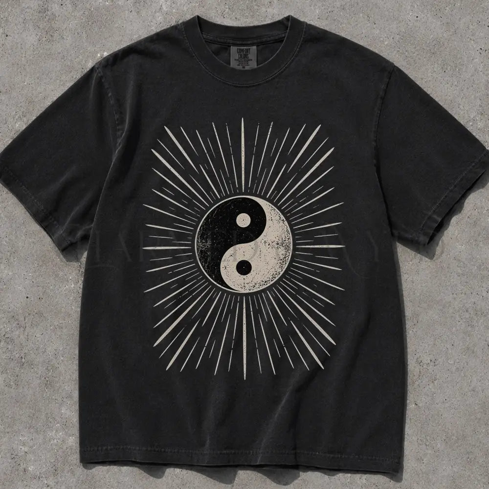 Yin Yang Sunburst Comfort Colors T-Shirt - Black / S - T-Shirt