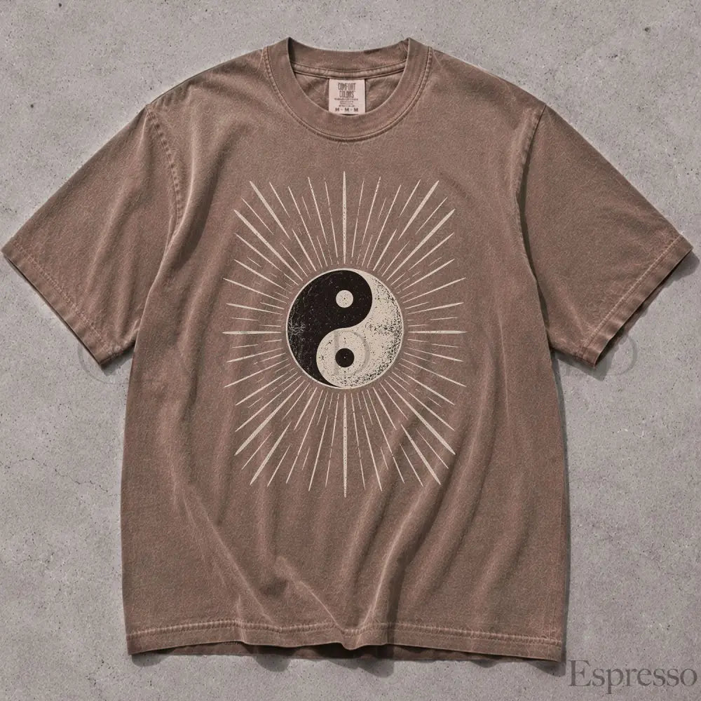 Yin Yang Sunburst Comfort Colors T-Shirt - Espresso / S - T-Shirt