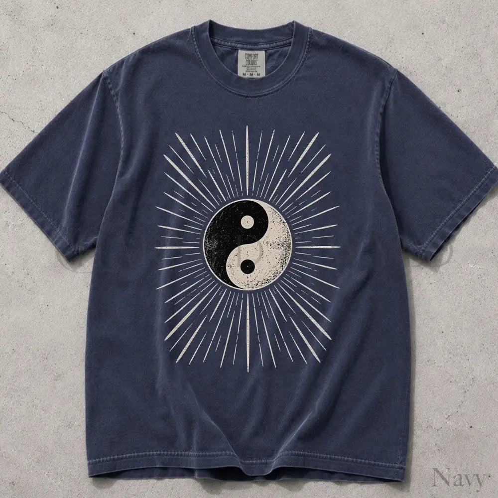 Yin Yang Sunburst Comfort Colors T-Shirt - Navy / S - T-Shirt